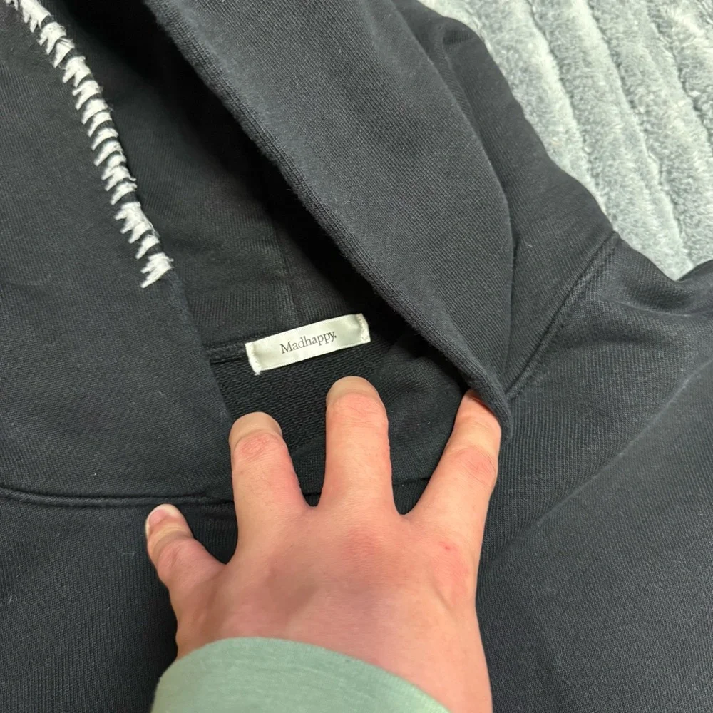 Women’s Sz XL Heavyweight Madhappy Black and White Signature Logo Hoodie Preppy - Picture 5 of 9